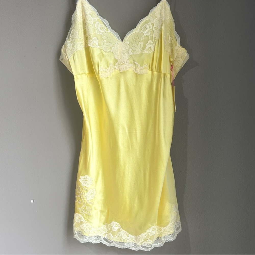Lace-Trim Yellow Satin Camisole